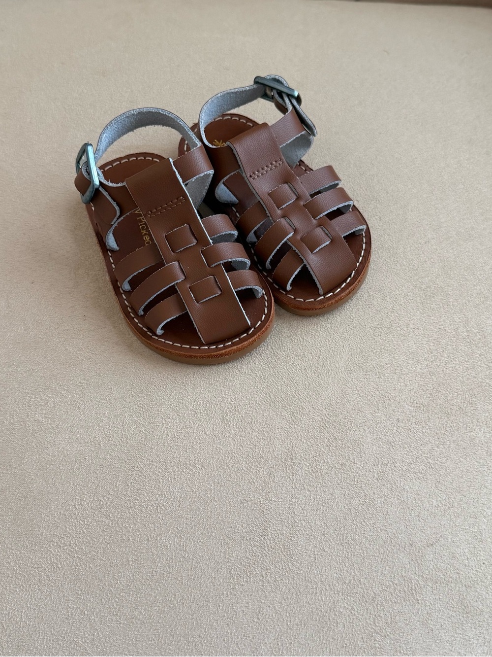 Freshly Picked Cognac Bixby Leather Sandals Size 3
